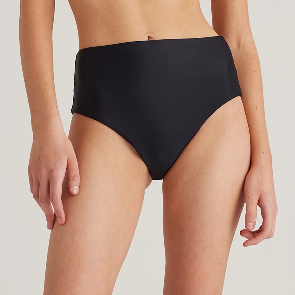 NWT Quince Italian High Rise Black Bikini Bottom Swimwear Sz L, M, S and XS